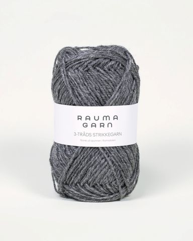 Hovedbilde 105 M&oslash;rk Gr&aring; Melert - Rauma Garn, 3-tr&aring;ds ...